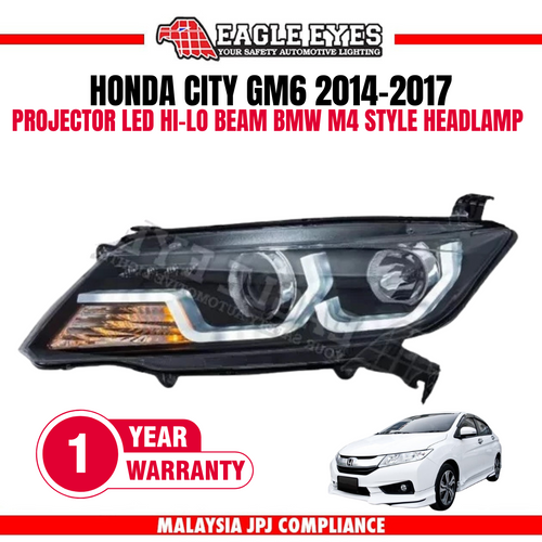 HONDA CITY GM6 2014-2017 PROJECTOR LED LO BEAM BMW M4 STYLE HEADLAMP HONDA CITY GM6 2014-2017 PROJECTOR LED LO BEAM BMW M4 STYLE HEADLAMP