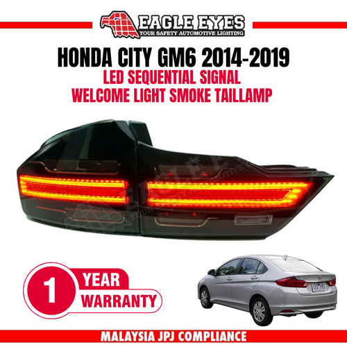 HONDA CITY GM6 2014-2019 LED SEQUENTIAL SIGNAL WELCOME LIGHT PORSCHE STYLE SMOKE TAILLAMP HONDA CITY GM6 2014-2019 LED SEQUENTIAL SIGNAL WELCOME LIGHT PORSCHE STYLE SMOKE TAILLAMP