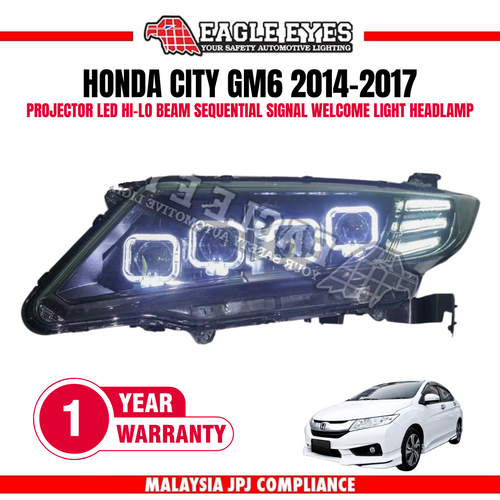 HONDA CITY GM6 2014-2017 PROJECTOR LED HI-LO BEAM SEQUENTIAL SIGNAL BUGATTI STYLE HEADLAMP HONDA CITY GM6 2014-2017 PROJECTOR LED HI-LO BEAM SEQUENTIAL SIGNAL BUGATTI STYLE HEADLAMP