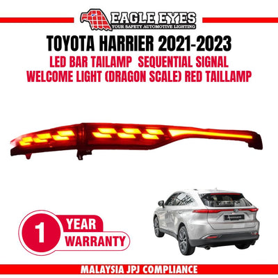 TOYOTA HARRIER 2021-2023 LED BAR TAILAMP  SEQUENTIAL SIGNAL  WELCOME LIGHT (DRAGON SCALE) RED TAILLAMP