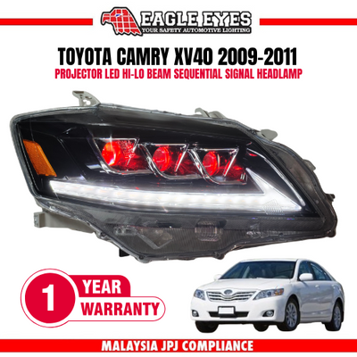 TOYOTA CAMRY XV40 2009-2011 PROJECTOR LED HI-LO BEAM SEQUENTIAL SIGNAL RED DEMON EYES HEADLAMP