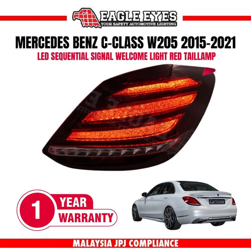 MERCEDES BENZ C-CLASS W205 2015-2021 LED SEQUENTIAL SIGNAL WELCOME LIGHT RED TAILLAMP