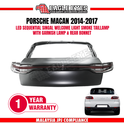 PORSCHE MACAN 2014-2017 LED SEQUENTIAL SINGAL WELCOME LIGHT SMOKE  TAILLAMP WITH GARNISH LAMP & REAR BONNET