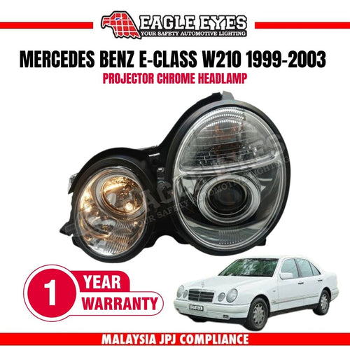 MERCEDES BENZ E-CLASS W210 1999-2003 PROJECTOR LED ANGLE EYES CHROME HEADLAMP