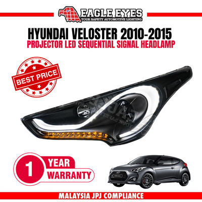 HYUNDAI VELOSTER 2010-2015 PROJECTOR LED SEQUENTIAL SIGNAL HEADLAMP