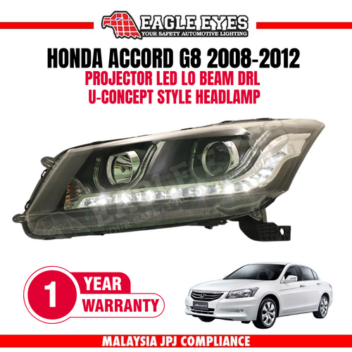HONDA ACCORD G8 2008-2012 PROJECTOR LED LO BEAM DRL U-CONCEPT STYLE HEADLAMP