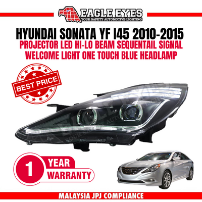 HYUNDAI SONATA i45 YF 2010-2015 PROJECTOR LED HI-LO BEAM SEQUENTIAL SIGNAL WELCOME LIGHT ONE TOUCH BLUE HEADLAMP