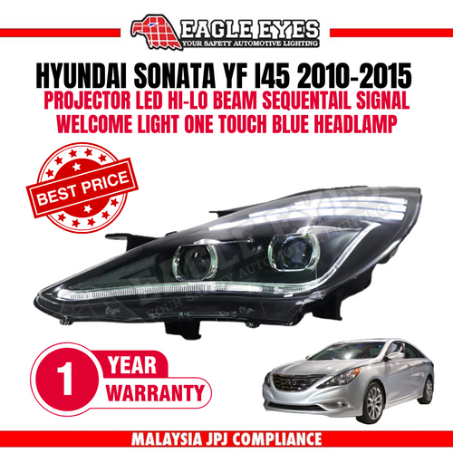 HYUNDAI SONATA i45 YF 2010-2015 PROJECTOR LED HI-LO BEAM SEQUENTIAL SIGNAL WELCOME LIGHT ONE TOUCH BLUE HEADLAMP