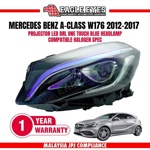 MERCEDES BENZ A-CLASS W176 2012-2017 PROJECTOR LED DRL ONE TOUCH BLUE HEADLAMP COMPATIBLE HALOGEN SPEC