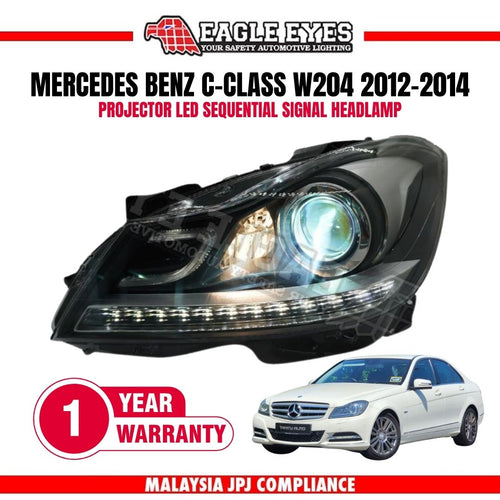 MERCEDES BENZ C-CLASS W204 2012-2014 PROJECTOR LED SEQUENTIAL SIGNAL HEADLAMP