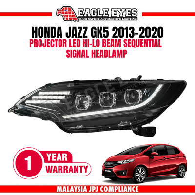 HONDA JAZZ/FIT GK5 2013-2020 PROJECTOR LED HI-LO BEAM SEQUENTIAL SIGNAL HEADLAMP