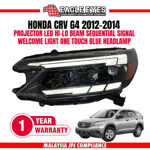 HONDA CRV G4 2012-2014 PROJECTOR LED HI-LO BEAM SEQUENTIAL SIGNAL WELCOME LIGHT ONE TOUCH BLUE HEADLAMP