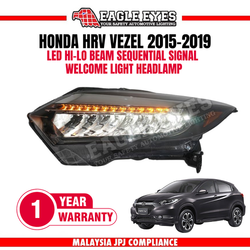 HONDA HRV VEZEL 2015-2019 LED HI-LO BEAM SEQUENTIAL SIGNAL WELCOME LIGHT ONE TOUCH BLUE HEADLAMP