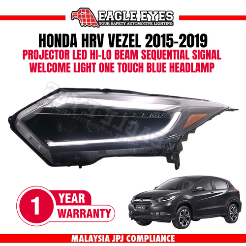 HONDA HRV VEZEL 2015-2019 PROJECTOR LED HI-LO BEAM SEQUENTIAL SIGNAL WELCOME LIGHT ONE TOUCH BLUE HEADLAMP