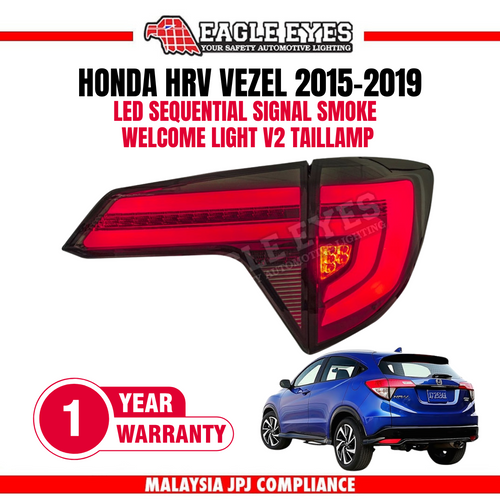 HONDA HRV VEZEL LED SEQUENTIAL SIGNAL SMOKE WELCOME LIGHT V2 TAILLAMP 2015-2019