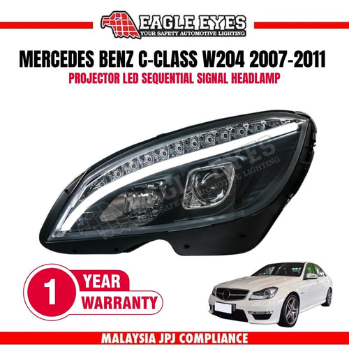 MERCEDES BENZ C-CLASS W204 2007-2011 PROJECTOR LED SEQUENTIAL SIGNAL HEADLAMP