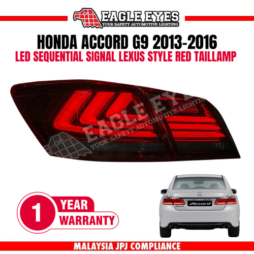 HONDA ACCORD G9 2013-2016 LED SEQUENTIAL SIGNAL LEXUS STYLE RED TAILLAMP