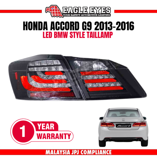 HONDA ACCORD G9 2013-2016 LED SMOKE BLACK BMW STYLE TAILLAMP