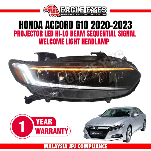 HONDA ACCORD G10 20-23 PROJECTOR LED HI-LO BEAM SEQUENTIAL SIGNAL WELCOME LIGHT ONE TOUCH BLUE HEADLAMP