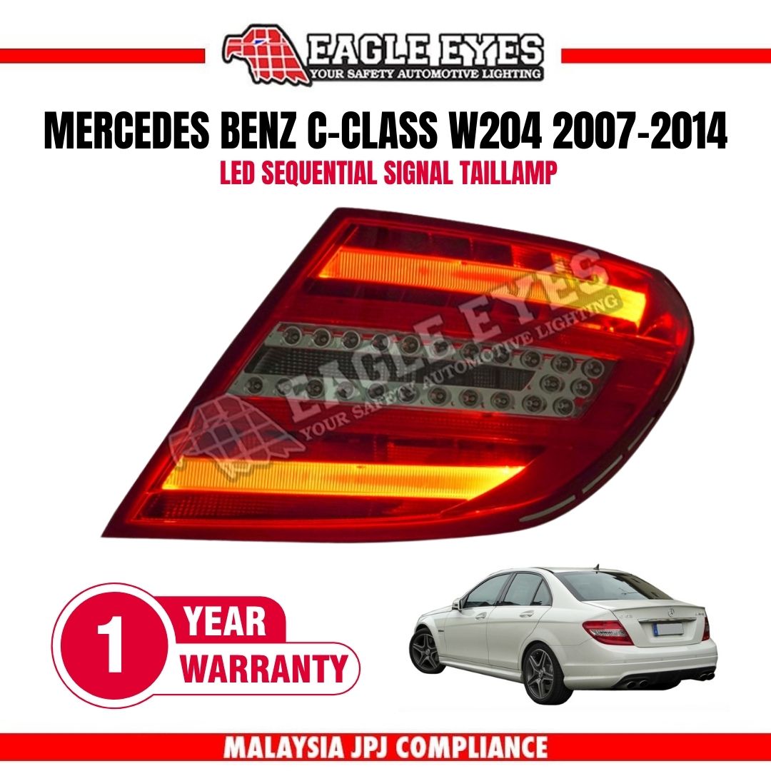 Pair LED Tail Lights For Mercedes Benz W204 C-Class 2007-2014 – Black Housing