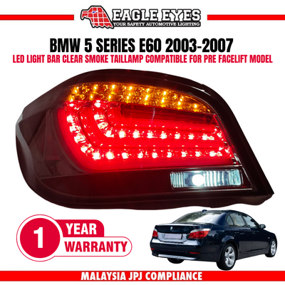 BMW 5 SERIES E60 2003-2007 LED LIGHT BAR CLEAR SMOKE TAILLAMP COMPITABLE FOR PRE FACELIFT MODEL