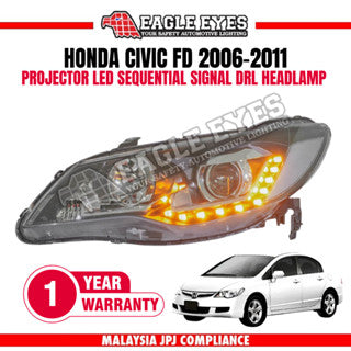 HONDA CIVIC FD 2006-2011 PROJECTOR LED SEQUENTIAL SIGNAL HEADLAMP