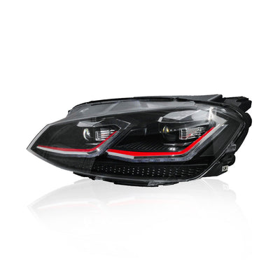 VOLKSWAGEN GOLF 7 MK7 2013-2018 PROJECTOR LED HI-LO BEAM SEQUENTIAL SIGNAL GTI 7.5 STYLE HEADLAMP (RED LINE)