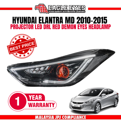 HYUNDAI ELANTRA MD 2010-2015 PROJECTOR LED SIGNAL DRL RED DEMON EYES HEADLAMP