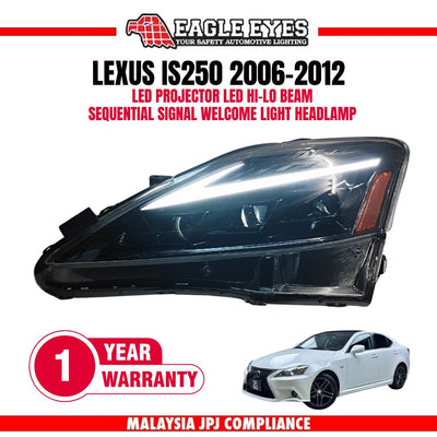 TOYOTA LEXUS IS250 2006-2012 LED PROJECTOR HI-LO BEAM SEQUENTIAL SIGNAL WELCOME LIGHT ONE TOUCH BLUE HEADLAMP