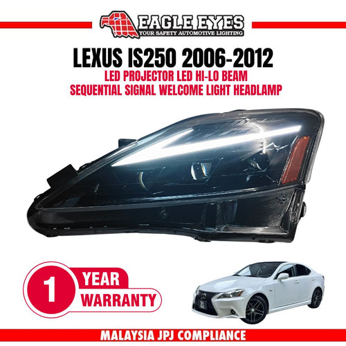 TOYOTA LEXUS IS250 2006-2012 LED PROJECTOR HI-LO BEAM SEQUENTIAL SIGNAL WELCOME LIGHT ONE TOUCH BLUE HEADLAMP
