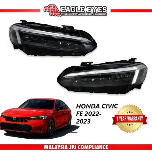 HONDA CIVIC FE 2022-2023 PROJECTOR LED HI-LO BEAM SEQUENTIAL SIGNAL WELCOME LIGHT ONE TOUCH BLUE HEADLAMP