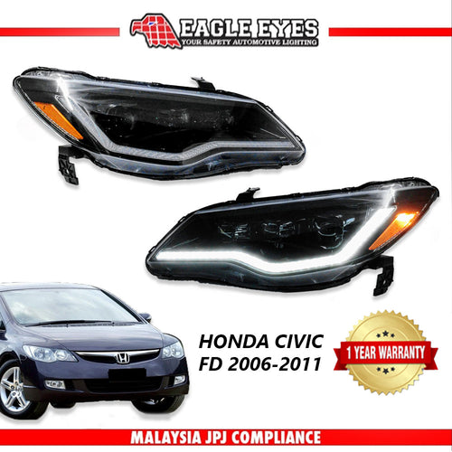 HONDA CIVIC FD 2006-2011 PROJECTOR LED HI-LO BEAM SEQUENTIAL SIGNAL WELCOME LIGHT HEADLAMP