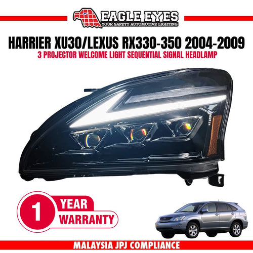 LEXUS RX330/350 2004-2008 LED PROJECTOR TRIPLE DYNAMIC SEQUENTIAL SIGNAL WELCOME LIGHT HEADLAMP