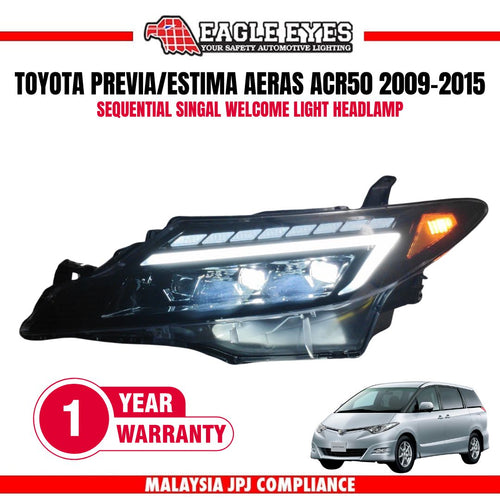 TOYOTA PREVIA/ESTIMA AERAS ACR50 2009-2015 LED HI-LO BEAM SEQUENTIAL SIGNAL WELCOME LIGHT HEADLAMP