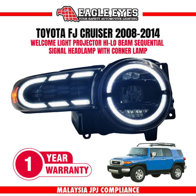 TOYOTA FJ CRUISER 2008-2014 WELCOME LIGHT PRO LED HI-LO BEAM SEQUENTIAL SIGNAL HEADLAMP WITH CORNER LAMP