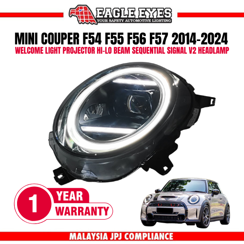 MINI COOPER F54/55/56 2014-2024 WELCOME LIGHT PROJECTOR HI-LO BEAM SEQUENTIAL SIGNAL V2 HEADLAMP