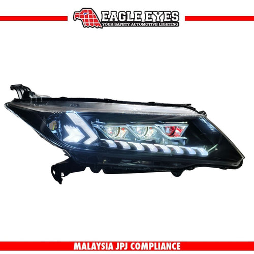 HONDA CITY GM6 2014-2017 LED HI-LO BEAM SEQUENTIAL SIGNAL WELCOME LIGHT RED DEMON EYES AUDI STYLE HEADLAMP