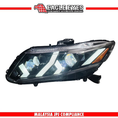 HONDA CIVIC FB 2012-2015 WELCOME LIGHT LED PROJECTOR HI LO BEAM ONE TOUCH BLUE RED DEMON EYES SEQUENTIAL SIGNAL LAMBOGHINI STYLE HEADLAMP