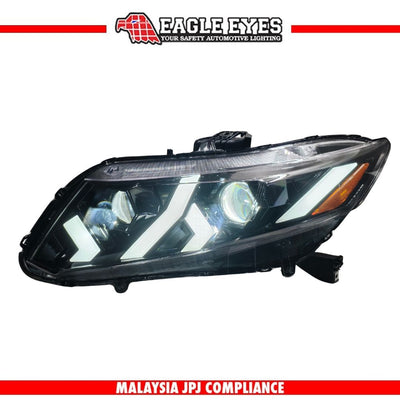 HONDA CIVIC FB 2012-2015 WELCOME LIGHT LED PROJECTOR HI LO BEAM ONE TOUCH BLUE RED DEMON EYES SEQUENTIAL SIGNAL LAMBOGHINI STYLE HEADLAMP