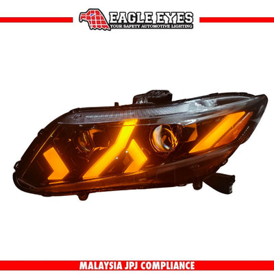 HONDA CIVIC FB 2012-2015 WELCOME LIGHT LED PROJECTOR HI LO BEAM ONE TOUCH BLUE RED DEMON EYES SEQUENTIAL SIGNAL LAMBOGHINI STYLE HEADLAMP