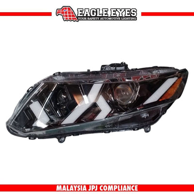 HONDA CIVIC FB 2012-2015 WELCOME LIGHT LED PROJECTOR HI LO BEAM ONE TOUCH BLUE RED DEMON EYES SEQUENTIAL SIGNAL LAMBOGHINI STYLE HEADLAMP