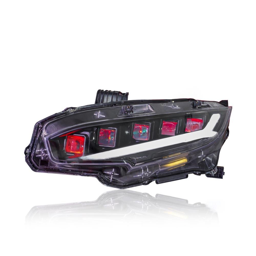 YUNHAOYANG LED Headlights For Honda Civic 2016-2021 – Red Demon Eye, DRL Sequential, Plug & Play