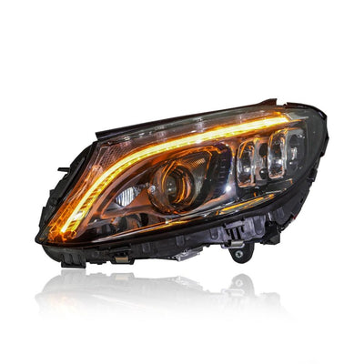 MERCEDES BENZ C-CLASS W205 2015-2021 PROJECTOR LED HI-LO BEAM SEQUENTIAL SIGNAL WELCOME LIGHT ONE TOUCH BLUE HEADLAMP