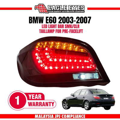 BMW 5 SERIES E60 2003-2007 LED LIGHT BAR CLEAR SMOKE TAILLAMP COMPITABLE FOR PRE FACELIFT MODEL