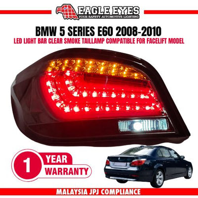 BMW 5 SERIES E60 2008-2010 LED LIGHT BAR CLEAR SMOKE TAILLAMP COMPITABLE FOR FACELIFT MODEL