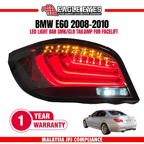 BMW 5 SERIES E60 2008-2010 LED LIGHT BAR CLEAR SMOKE TAILLAMP COMPITABLE FOR FACELIFT MODEL