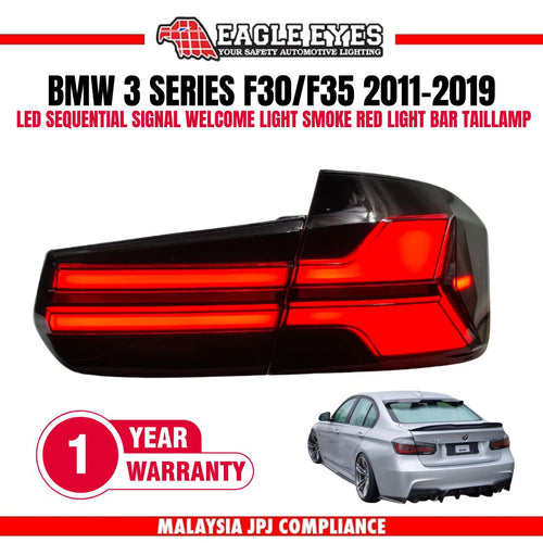 BMW 3 SERIES F30/F35 2011-2019 LED SEQUENTIAL SIGNAL WELCOME LIGHT SMOKE RED LIGHT BAR TAILLAMP