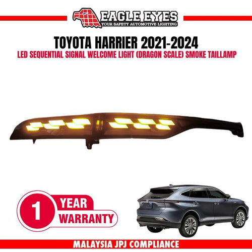 TOYOTA HARRIER 2021-2024 LED SEQUENTIAL SIGNAL WELCOME LIGHT(DRAGON SCALE) SMOKE TAILLAMP