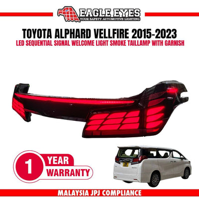TOYOTA ALPHARD VELLFIRE 2015-2023 LED SEQUENTIAL SIGNAL WELCOME LIGHT SMOKE TAILLAMP WITH GARNISH