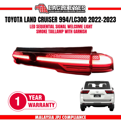 TOYOTA LAND CRUISER 994 LC300 2022-2023 WELCOME LIGHT LED SEQUENTIAL SIGNAL WITH GARNISH SMOKE TAILLAMP
